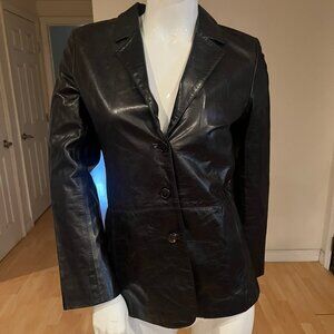 CHAIKEN LEATHER FITTED BLAZER JACKET SIZE 4